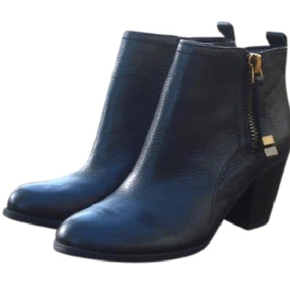 franco sarto harmona leather double side zip bootie